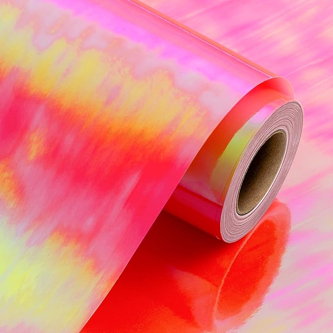 Yarcony Holographic Wrapping Paper Roll - 17Inch x 33Feet - Elegant Metallic Iridescent Red Shimmering Hologram Foil Textures Christmas Gift Wrap Paper for Birthday, Parties, Birthday, Wedding