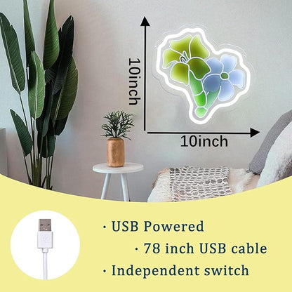 Flower Neon Sign for Wall Decor, Flower LED Signs With Dimmable Switch Neon Night Light for Bedroom Wall Decor Flowers Shop Decor Signs for Living Room Party Decoration