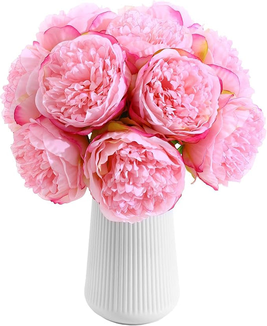 ucky 10 Packs Peonies Artificial Flowers Artificial Peonies Fake Peonies Artificial Flowers Peonies Bouquet for Centerpiece Table Wedding Party Home Decor (Dark Pink)