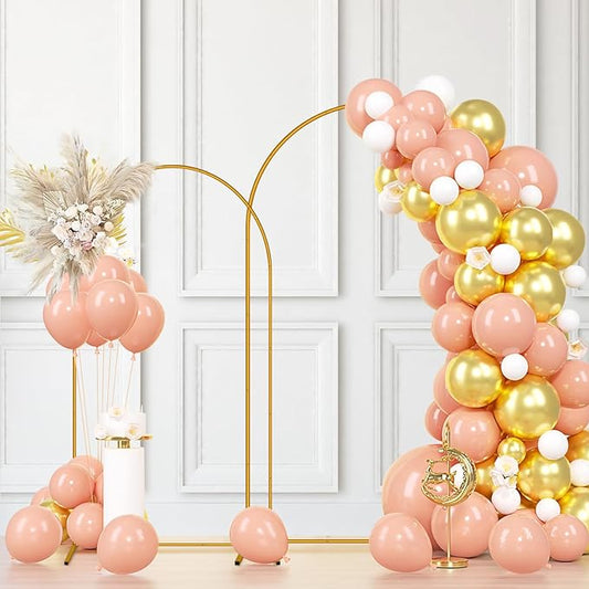 2 Pack Arch Backdrop Stand (7.2FT/6FT), Metal Background Balloon Arch Stand, Baby Shower Backdrop Arch, Gold Arches for Party Decoration