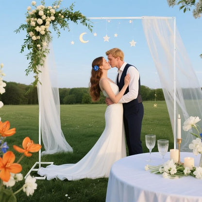 9.9FT White Metal Wedding Arches for Ceremony Square Balloon Arch Stand Rectangular Backdrop Stand for Anniversary Birthday Party Bridal Shower Home Indoor Outdoor Decoration