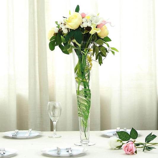 Efavormart 12pcs/Set 20" Tall Trumpet Heavy Duty Glass Centerpiece Vase for Wedding Party Banquet Events Centerpiece Decoration