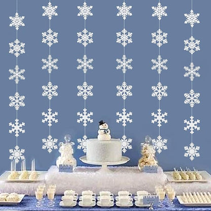 Snowflake Snow White-Silver Christmas Party-Decorations Garland - 6pcs Winter Girl Frozen Birthday New Year Hanging Decoration Streamers Banner, Wonderland Party Supplies Decor Panduola