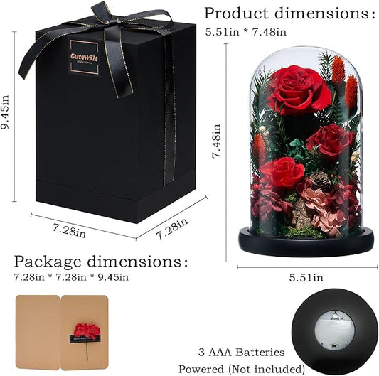 Preserved Roses,Forever Fresh Flowers 7.48in,Gift for Women,Mom,Grandma,Wife,Girlfriend,Sister,and Daughter Perfect for Birthday,Mother’s Day,Valentine’s Day (True Romance1)