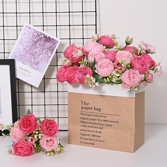 MARTINE MALL 4 Packs Peonies Artificial Flowers, Mixed Pink Artificial Peonies, Silk Peonies Flowers Fake Peonies Artificial Flowers Peonies Bouquet for Centerpiece Table Wedding Party Home Decor