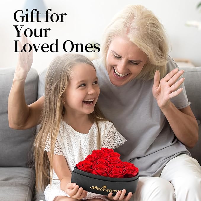 Flower, Forever Roses in A Box, Fresh Flowers, Birthday Gifts for Her, Women, Mom, Girlfriend, Wife, Grandma,Red Forever Roses