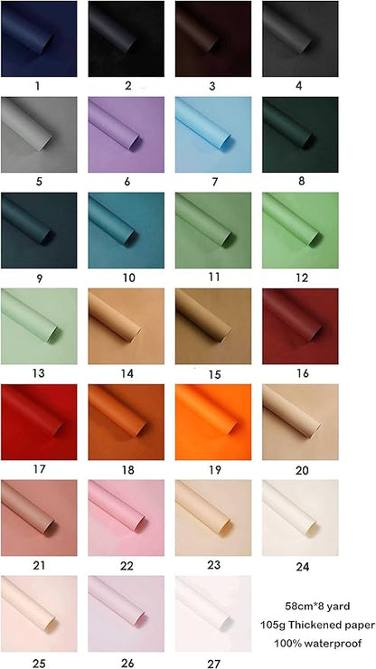 Korean Flower Wrapping Paper Bouquet Wraps Waterproof Solid Flowers Gifts Packaging Marterials Florist Supplies(Color 25 (Maltose))