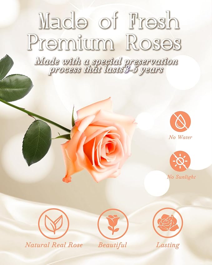 HVY Preserved Flowers Bouquet for Her,Forever Flowers Fresh Bouquet Mothers Day Birthday Gifts for Mom Preserved Rose Gifts for Women Wife Girlfriend Red Eternal Rose Present
