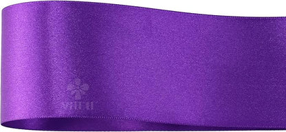 MEEDEE Purple Satin Ribbon 2 Inch Purple Ribbon Lux Double Faced Ribbons by 25 Yards Silk Satin Ribbons for Gift Wrapping, Weddings, Flower Bouquet, Holiday Decorating