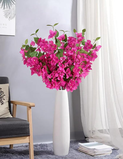 12PCS Bougainvillea Artificial Flowers 31.50" Long Stem Fake Silk Bougainvillea Branches Hot Pink Faux Hanging Flowers Vines for Wedding Centerpieces Home Garden DIY Decorations (Deep Pink)
