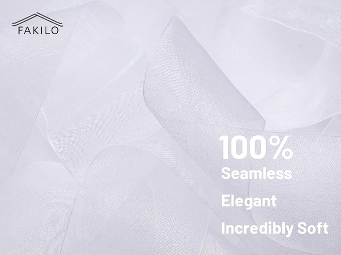 White Organza Ribbon for Gift Wrapping, FAKILO 2 Inch Shimmer Sheer Wrapping Ribbon for Bouquet, Wedding, Christmas Gift - 50 Yards Each Roll