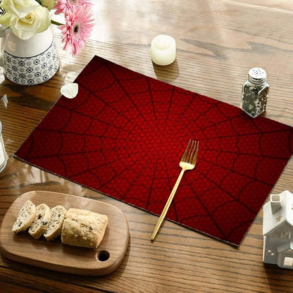 Placemats Set of 4 Red Spider Web Table Mats Linen Place Mats for Dining Kitchen Country Camp Farmhouse Decor 12x18 Inch