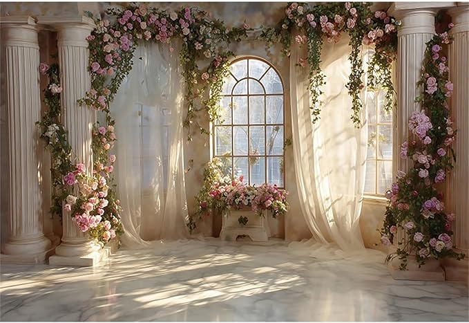 Baocicco Fantasy Castle Backdrops for Wedding 12x8ft Princess Boudoir House Backdrop Windowsills Roman Column Photography Background Bridal Shower Baby Shower Birthday Banner Backdrop