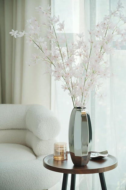 YcQuixoti Large Silver Prismatic Mirror 18/8 Stainless Steel Metal Vase 12.09 inches Tall. Ideal for Dried Flower Arrangements Decor Gift for Spa Wedding Home or Votive Candle Candle Gardens
