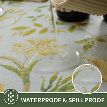Rectangle Table Cloth,100% Waterproof Tablecloth Oil Proof Spill Proof Vinyl Table Cloth, Wipe Clean Plastic Table Cover for Dining, Camping, Indoor and Outdoor 54" x 78",Leaves