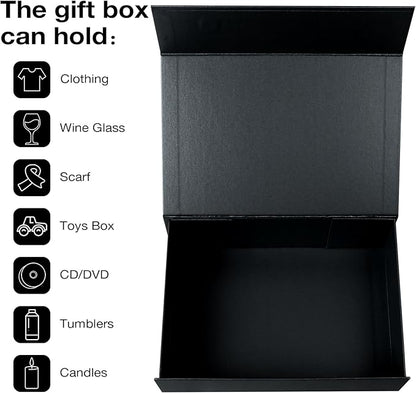 Aimyoo Galaxy Black Collapsible Gift Box with Magnetic Closure Lids 10.5x7x3 in, Bridesmaid Groomsmen Proposal Box, Medium Rectangle Box for Present Graduation Storage 3 Pack