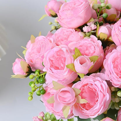 MARTINE MALL 12 Packs Peonies Artificial Flowers, Light Pink Artificial Peonies, Silk Peonies Flowers Fake Peonies Artificial Flowers Peonies Bouquet for Centerpiece Table Wedding Party Home Decor