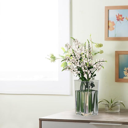 Sadstory Acrylic Small Square Flower Vases, Clear Plastic Table Vases for Centerpieces, 8 Packs