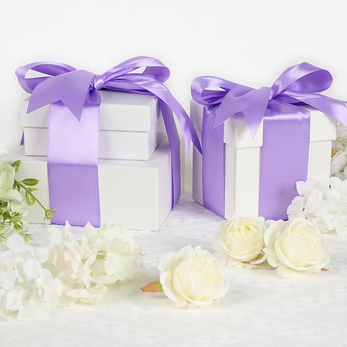 Lavender Ribbon 1-1/2 Inch, 60 Yards Lavender Light Purple Satin Ribbon for Gift Wrapping, Fabric Ribbon for Flower Bouquet Crafts Christmas Easter