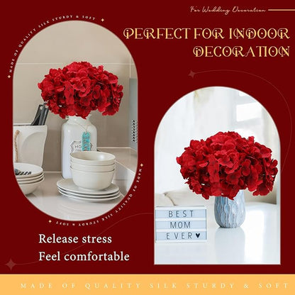 Unittype Silk Hydrangea Artificial Flowers Heads with Stems Faux Hydrangea Flowers for Wedding Centerpieces Bouquets DIY Floral Decorations for Home Indoor(Burgundy,300 Pieces)