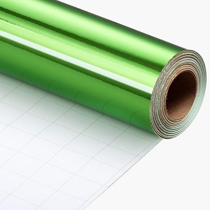 Merture Green Wrapping Paper Roll - 17 In X 33 Ft(46.5 sq.ft.) Metallic Green Solid Color Gift Wrap for Christmas, Fathers Day, Baby Shower, Gender Reveal Party, Hanukkah