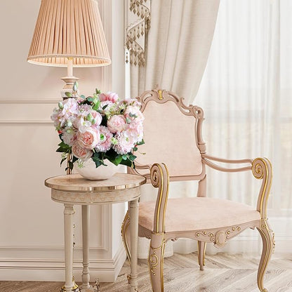 ASTRYAS Artificial Peony Flower 2Pcs Silk Peonies Fake Peony Flowers Floral Arrangements Dining Table Centerpieces for Kitchen Bridal Wedding Party Decor(Light Pink)