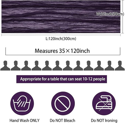 12 Pack 10Ft Cheesecloth Table Runner 35x120 Inch Boho Gauze Table Runner Rustic Cheese Cloth Long Romantic Table Runners for Wedding Bridal Shower Birthday Party Table Decor (Dark Purple)