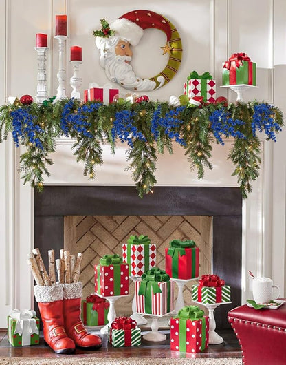 Hollyone 20 Pcs Glitter Christmas Tree Picks and Sprays Artificial Eucalyptus Branches 13" Blue Eucalyptus Leaves Picks Stems for Christmas Tree DIY Garland Wreath Crafts Home Decoration
