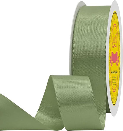 Spring Moss Double Face Satin Ribbon 1 inch X 25 Yards Spool Bright Colors Very Suitable for Weddings Gift Package Wrapping Dancer Wand Sewing Party Hair Bow Invitation Decorations and More