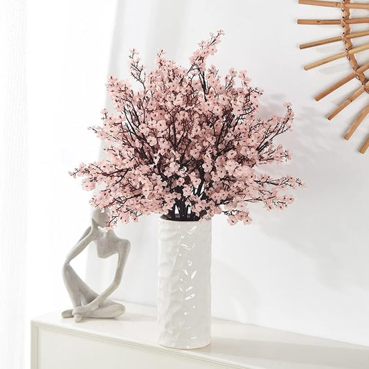 15PCS Artificial Baby Breath Flowers Fake Silk Real Touch DIY Floral Bouquets Decor Wedding Party Decoration Arrangements-Pink