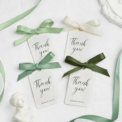 3/8 Inch Green Satin Ribbon, 4 Rolls Total 40 Yards, Double Faced Mixed Green Thin Ribbon for Gift Wrapping, Flower Bouquets, Crafts, Wedding Christmas Decorations