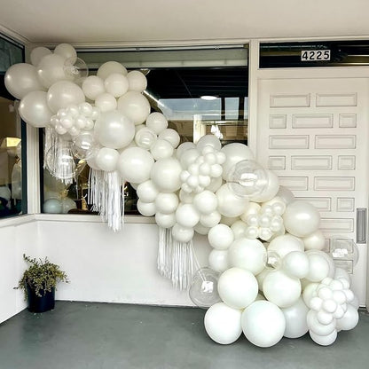 Togvu White Balloons Different Sizes, 123 Packs Matte White Balloons, Pack of 18 12 10 5 Inch White Balloons Garland Arch Kit for Birthday Wedding Baby Shower Party Decorations