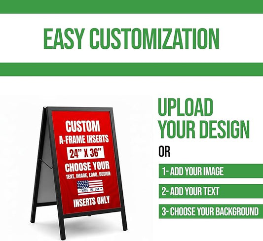 Custom A-Frame Sign Inserts by BCB Print - Durable & Weather-Resistant Plastic Panels | Custom Print Inserts for Sidewalk Boards, Restaurants, Retail & Event Signage | 24"x36"