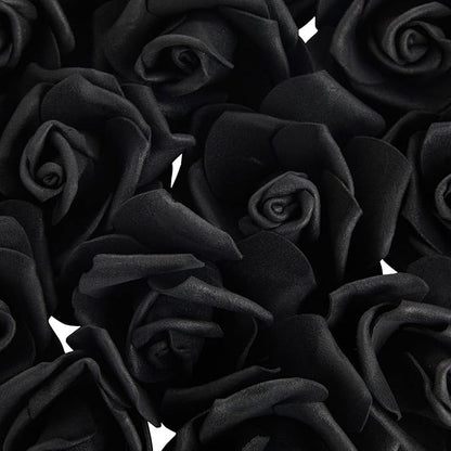 Bright Creations Black & White Roses Stemless Foam Rose Heads - 100 Pack, 3 in Polyethylene Craft Foam - Faux Flowers for DIY Arrangements & Wedding Flowers