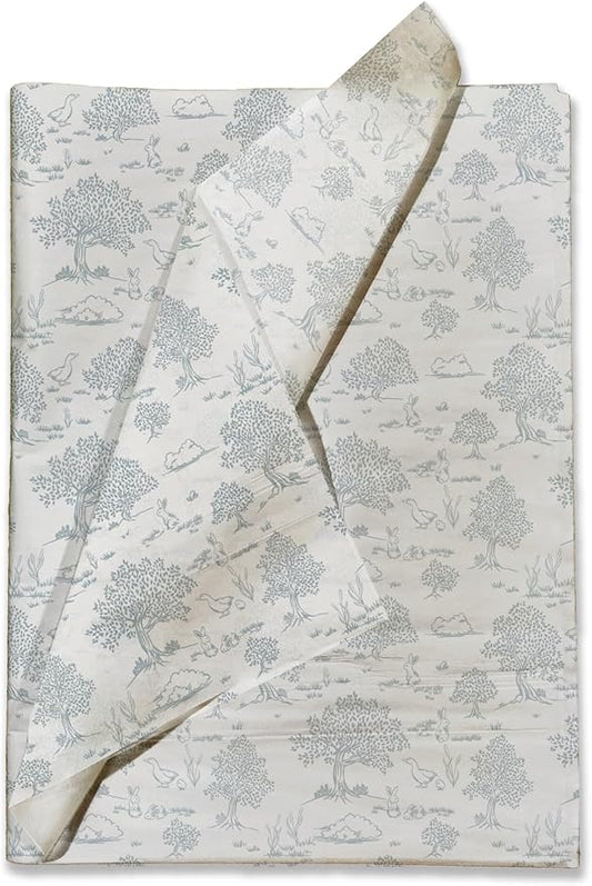 Pro Supply Global Blue Toile Printed Tissue Paper for Gift Bags or Boxes and Wrapping - Bulk Decorative Art Tissue Paper for Packaging and Gifting | 24 Sheets 20" x 30"