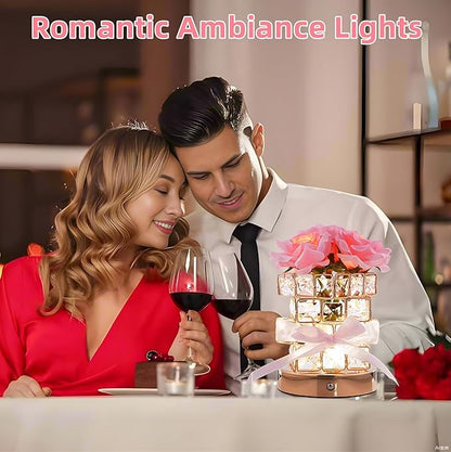 Rose Flower Lamp,Rechargeable Cordless Touch Table Lamp for Bedroom,3-Colour Dimming Small Night Light,Crystal Bedside Lamps with USB Charge,Birthday Christmas Gifts for Women,Mom (Rose Flower Lamp)