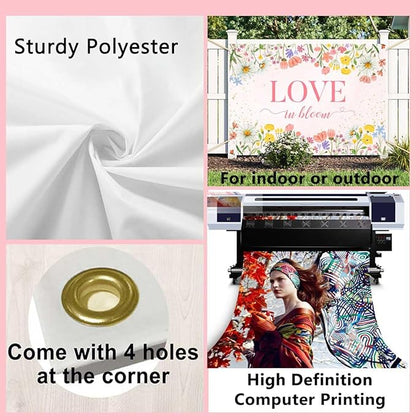 Sensfun Love in Bloom Bridal Shower Decorations Wildflower Wedding Shower Backdrop Pink Love in Bloom Engagement Party Background Spring Floral Wedding Bachelorette Party Decorations Supplies 8x6ft