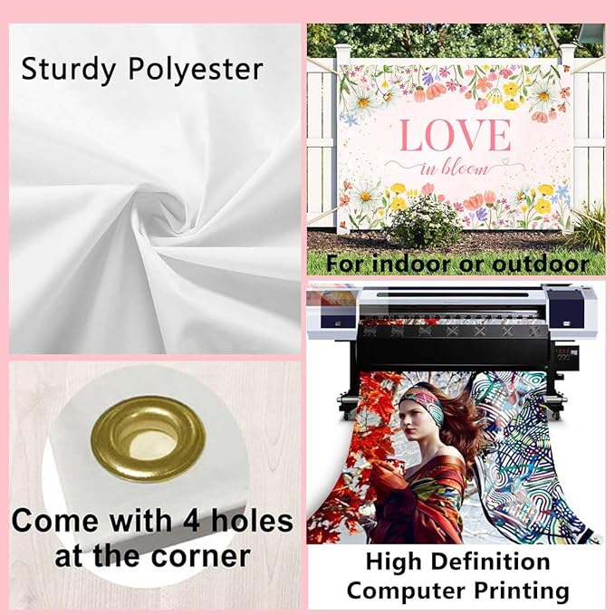 Sensfun Love in Bloom Bridal Shower Decorations Wildflower Wedding Shower Backdrop Pink Love in Bloom Engagement Party Background Spring Floral Wedding Bachelorette Party Decorations Supplies 6x4ft