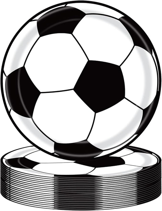 50PCS Soccer Party Paper Plates 7 Inch, Disposable Soccer Birthday Party Supplies Cake Dessert Plates for Birthday Baby Shower Sports Theme Decorations (Soccer)