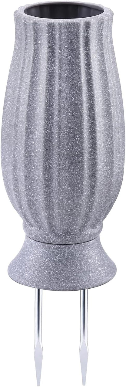 Bocola Cemetery Vase for Grave Decorations with Metal Spike Headstones Flower Holder for Atificial Flowers Fake Floral Outdoor Tombstone Markers memorials Sympathy for Loss of Loved Ones