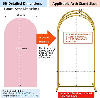 HEMMOTOP Pink Arch Backdrop Cover Set 7.2ft, 6ft, Wedding Arch Covers Stretchy Backdrop 2 Set, 2-Sided Spandex Arched Stand Covers for Balloon, Birthday Party, Baby Shower, Light Pink