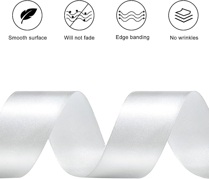 1-1/2 Inches 100 Yards Silver Satin Ribbon, Solid Fabric Ribbon Roll for Flower Bouquets, Gift Wrapping, Wedding, Handmade Crafts