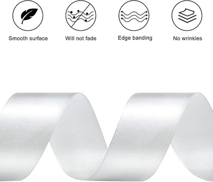 1-1/2 Inches 100 Yards Silver Satin Ribbon, Solid Fabric Ribbon Roll for Flower Bouquets, Gift Wrapping, Wedding, Handmade Crafts