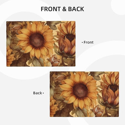 Placemats 4 pcs Sunflower Double-Layer Imitation Linen Place Mats Non-Slip Heat-Resistant Tablemats for Home Restaurant Hotel 18×12 Inch