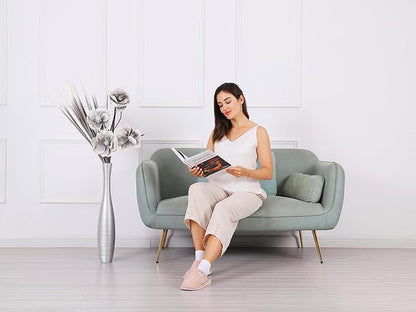 Leewadee Decorative Tall Floor Vase for Living Room Decor, 26 inches, Silver, Resin