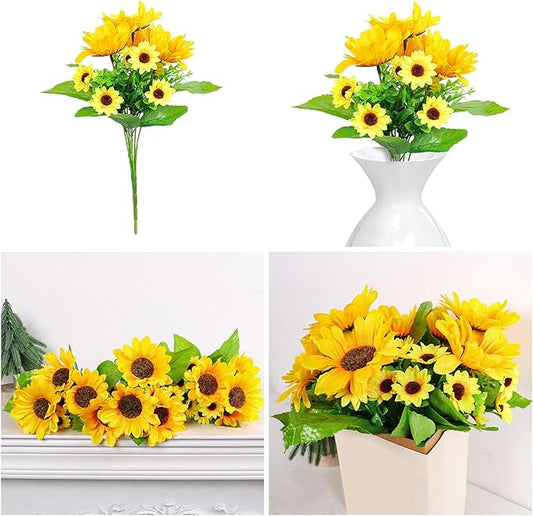 Artificial Silk Flowers Realistic Sunflowers Bouquet Long Stem for Home Wedding Party Decorations Fake Flower Sunflowers Flowers