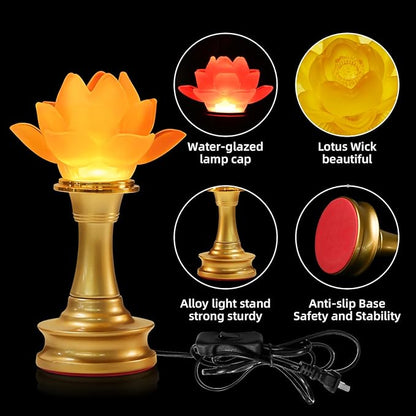 6.5inch 1 Pair-7 Color LED Lotus Flower Lamp - Lotus Buddhist Lamp Lights, Buddha Lamp Light with Adjustable Switch for Buddhist Occasions, Supplies Meditation