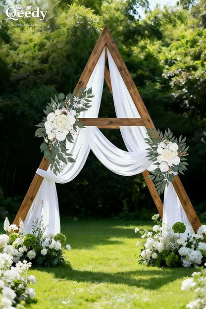 Wedding Arch Flowers Set of 2, Artificial Wisteria & Greenery Garland for Wedding Ceremony Backdrop, Wedding Floral Arrangement for Arch, Photo Booth & Reception Decor (White)