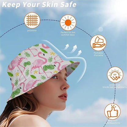Wildflowers Floral Bucket Hat for Men Women, Summer Vacation Outdoor Travel Reversible Double Side Beach Caps Fisherman Hat