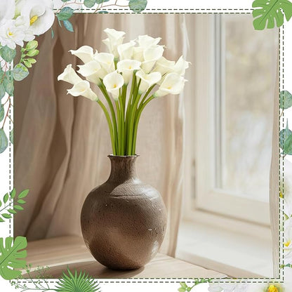 Norme 15 Pieces 27" Calla Lilies Artificial Flower Long Stem White Calla Lily Decoration for Tall Vases Real Touch Arum Lilies Bouquet for Wedding Bride Shower Office Home Table Centerpiece Decor